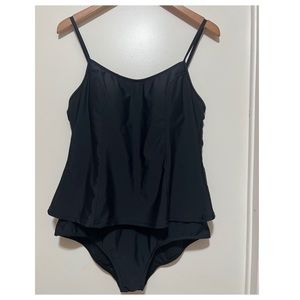 Island Pearls Swimsuit Sz XL Black One Piece Wireless Bra